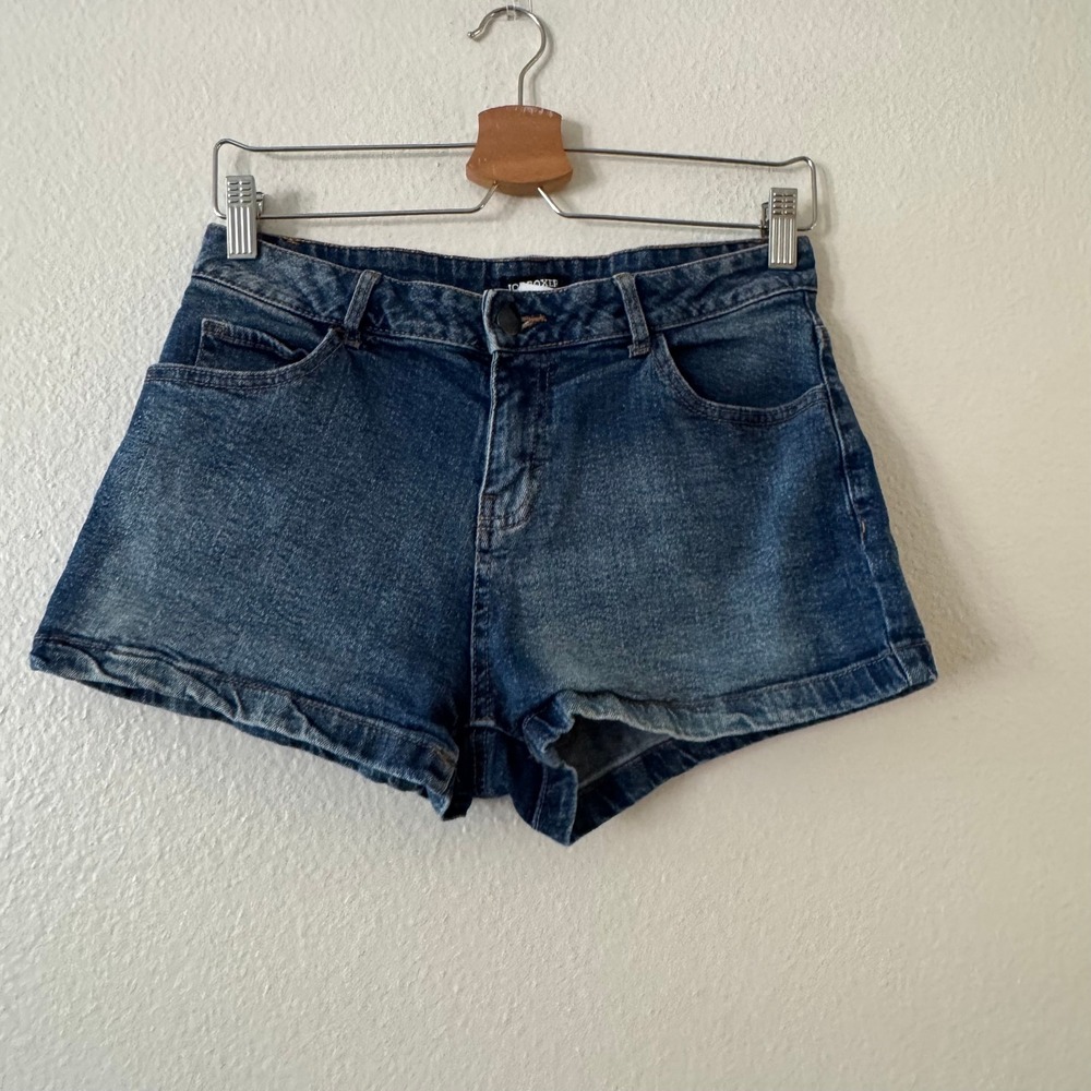 Joe Boxer Denim Shorts Cuffed Stretch Mid Rise 5-Pocket Size 7 Blue Excellent